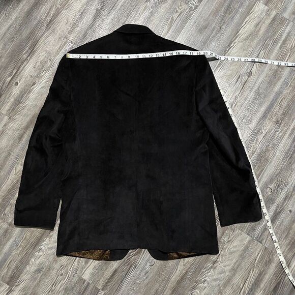 Chaps Black Corduroy Blazer Jacket 42R Paisley Lining Vintage Style - Picture 6 of 7